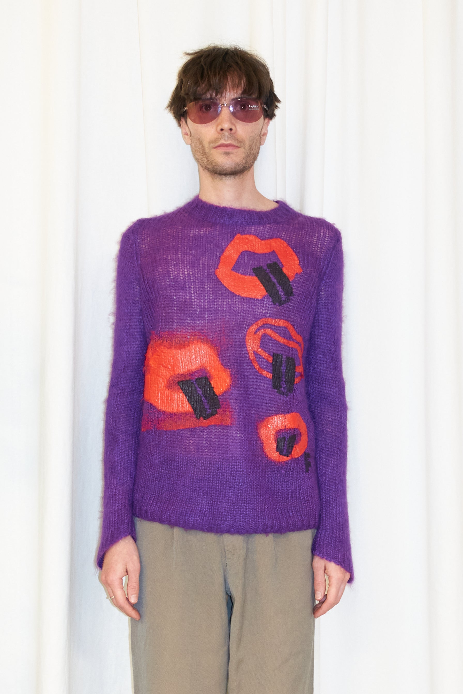 Comme des Garcons 2000 painted lips mohair jumper shop pond