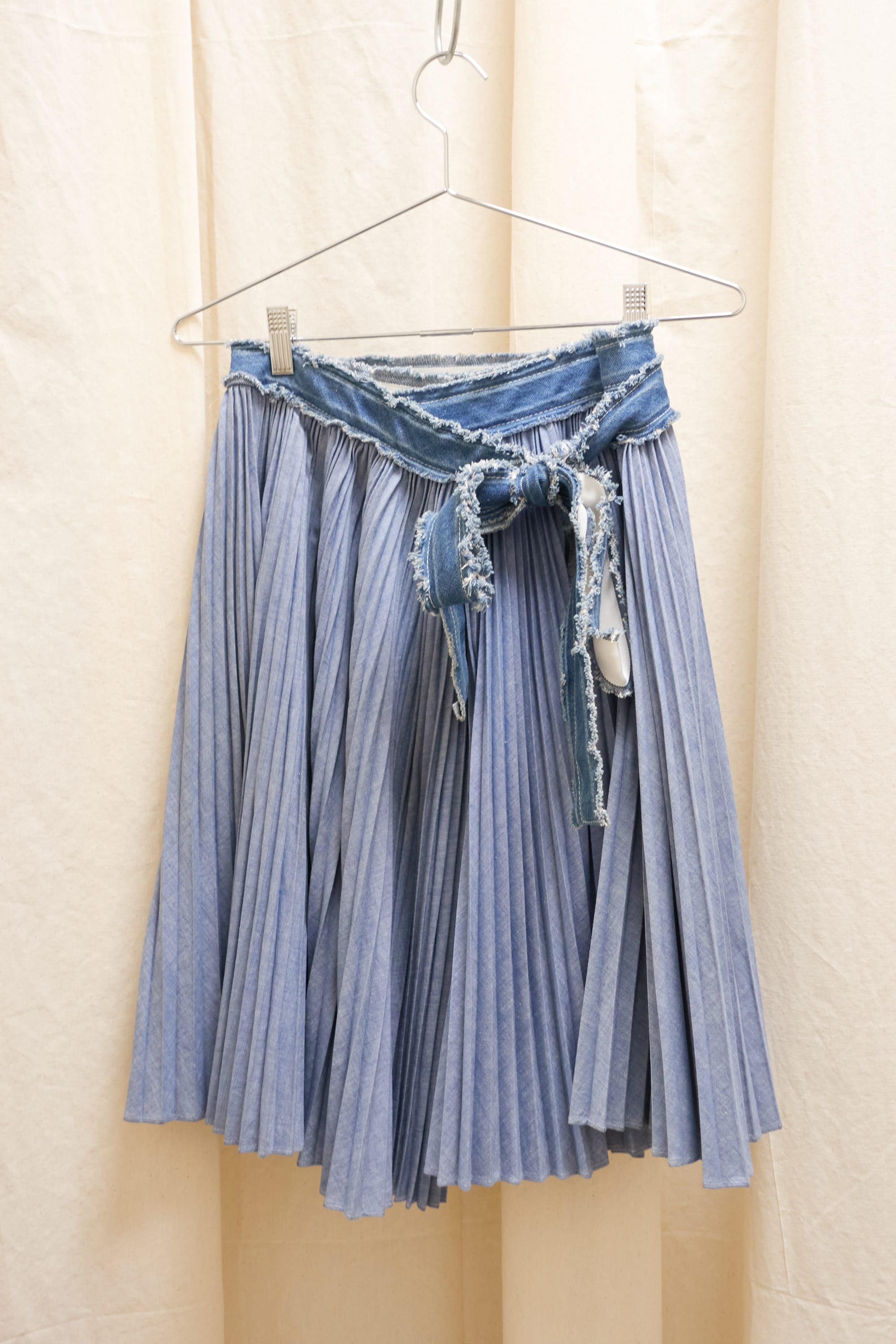 Denim pleated wrap skirt best sale