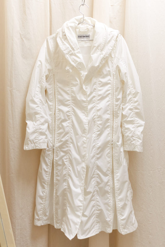 Issey Miyake hooded raincoat with zips