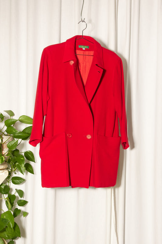 Cacharel red wool melton double breasted coat