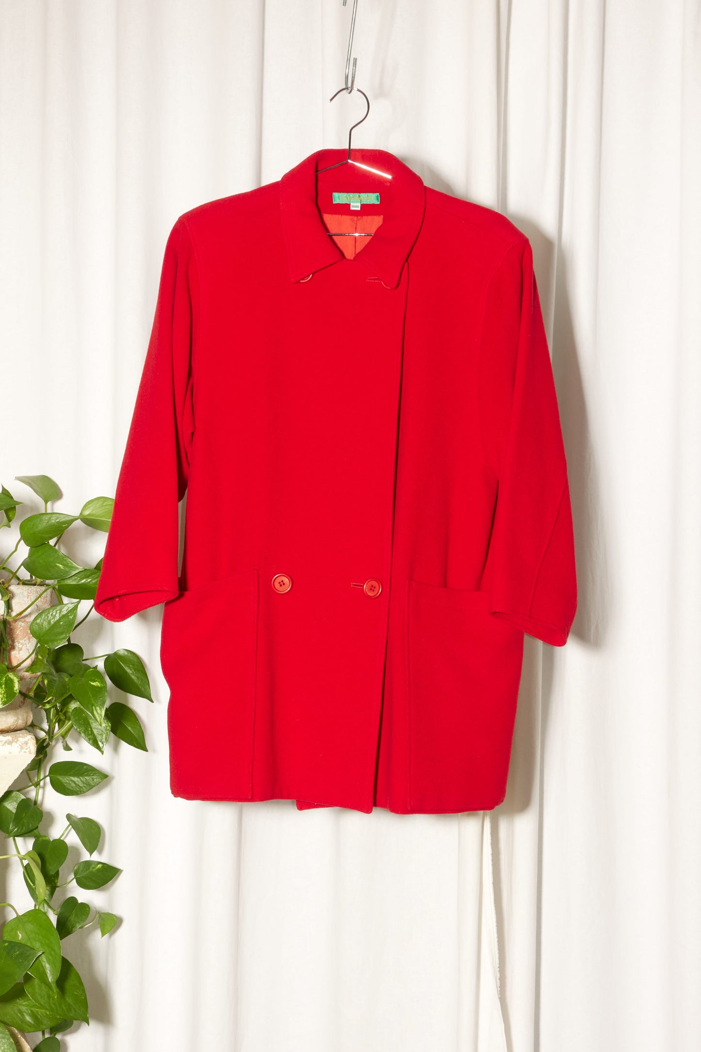 Cacharel red wool melton double breasted coat