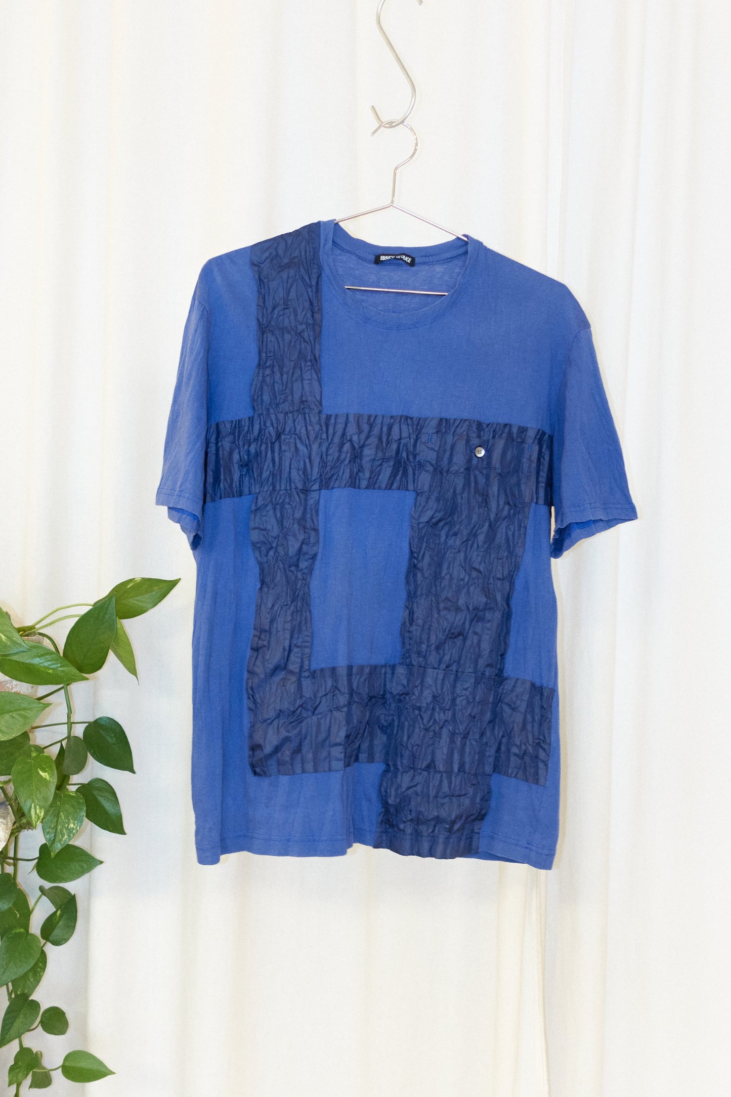 Issey Miyake Men patchwork crinkle t-shirt