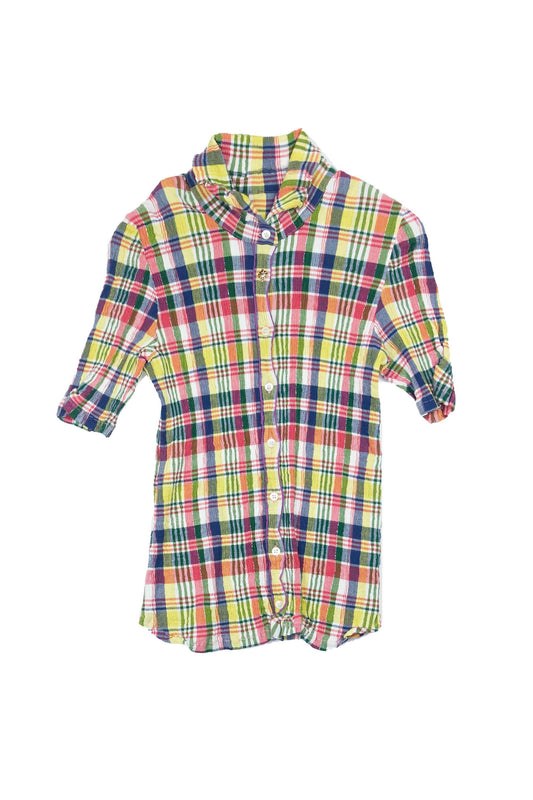 Tsumori Chisato crinkle pleat plaid top