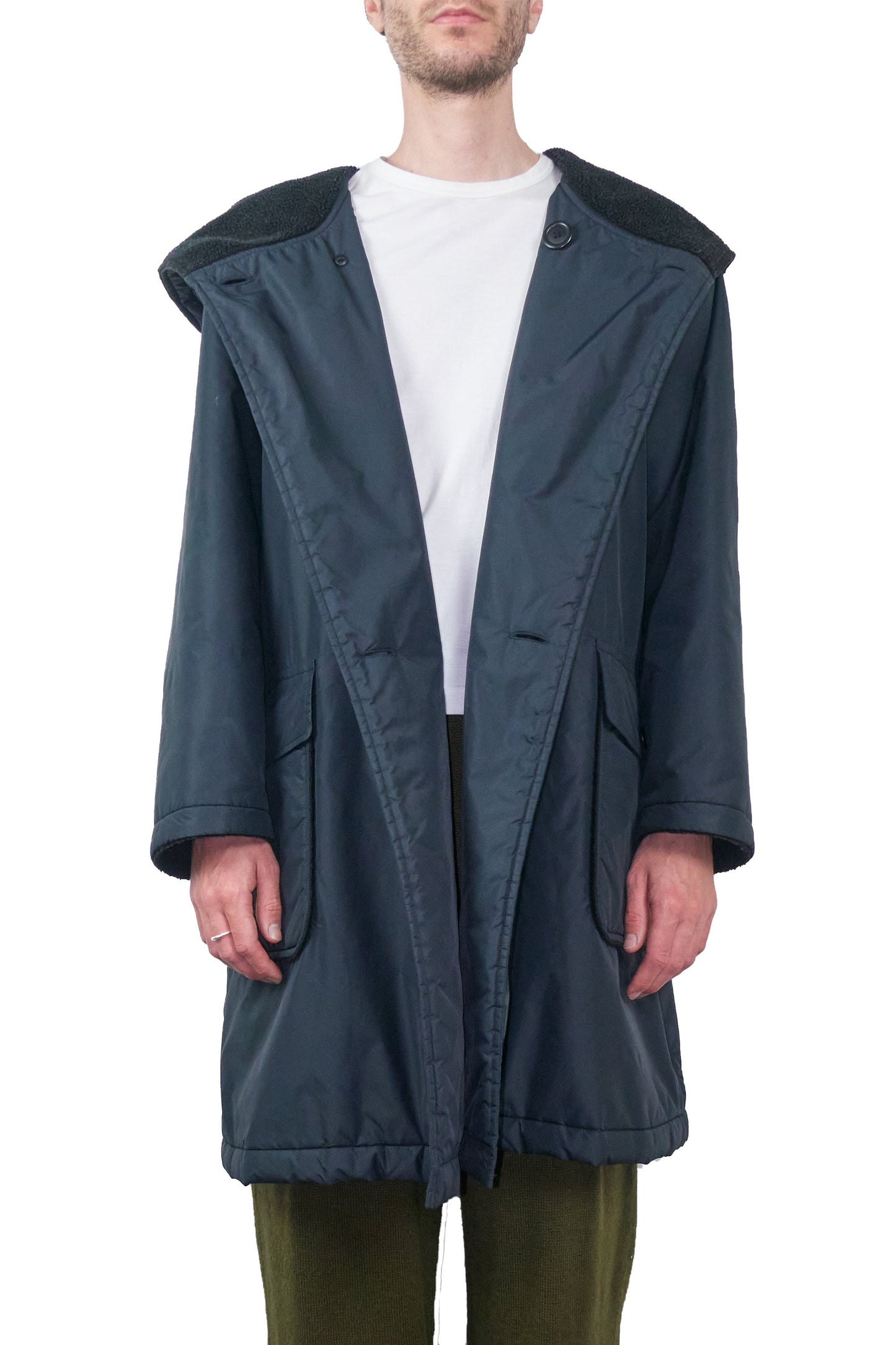 Issey Miyake Windcoat double breasted hooded puffer