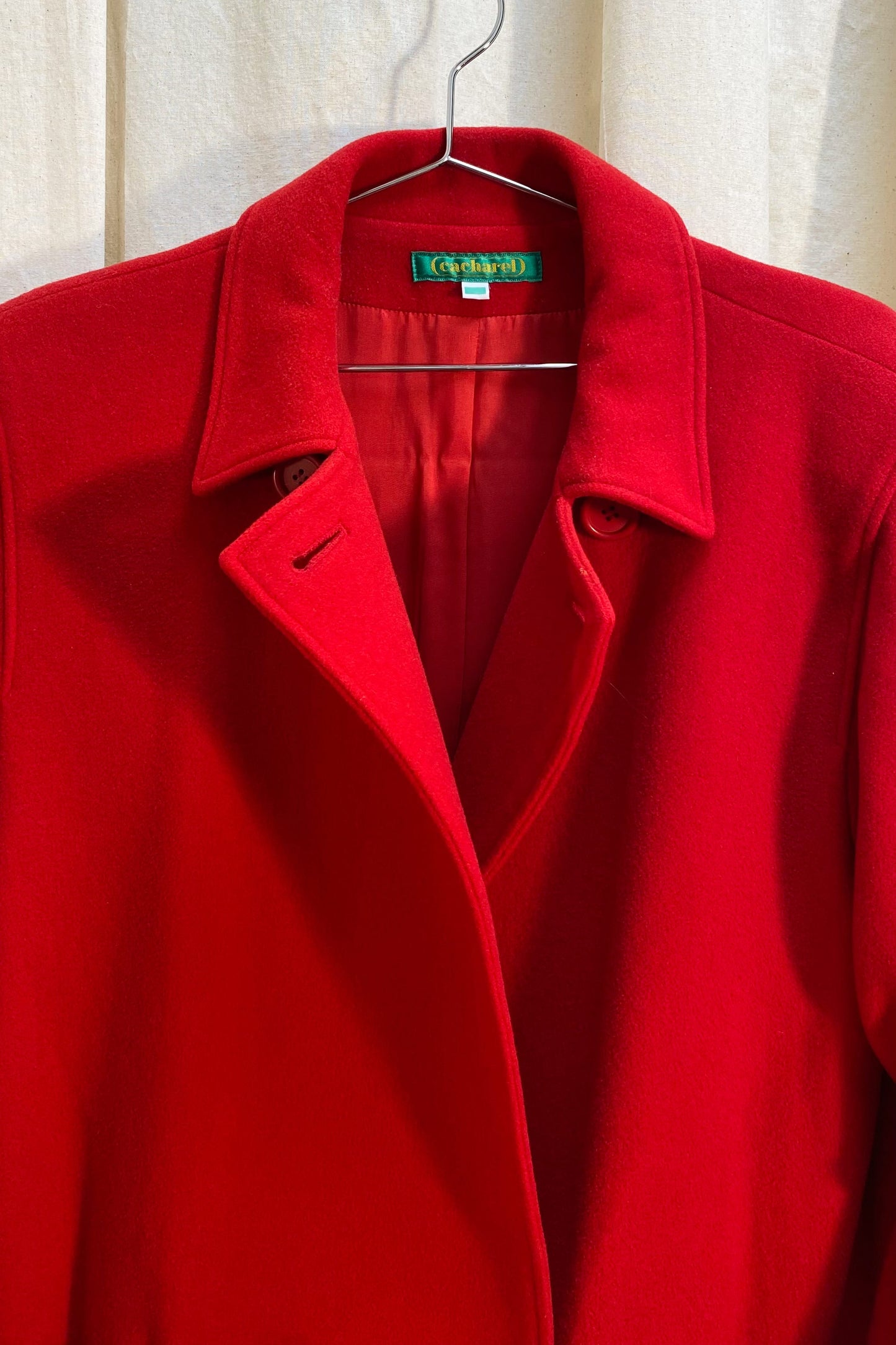 Cacharel red wool melton double breasted coat