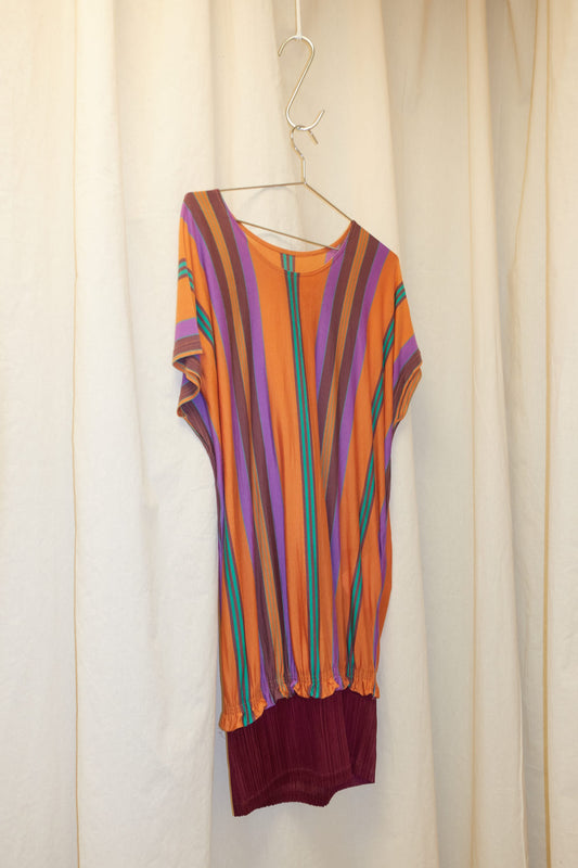 Issey Miyake Pleats Please vibrant striped tunic