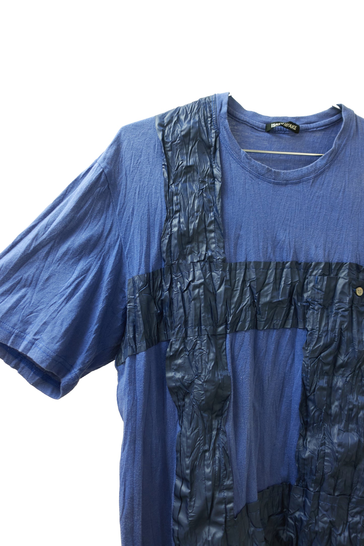 Issey Miyake Men patchwork crinkle t-shirt