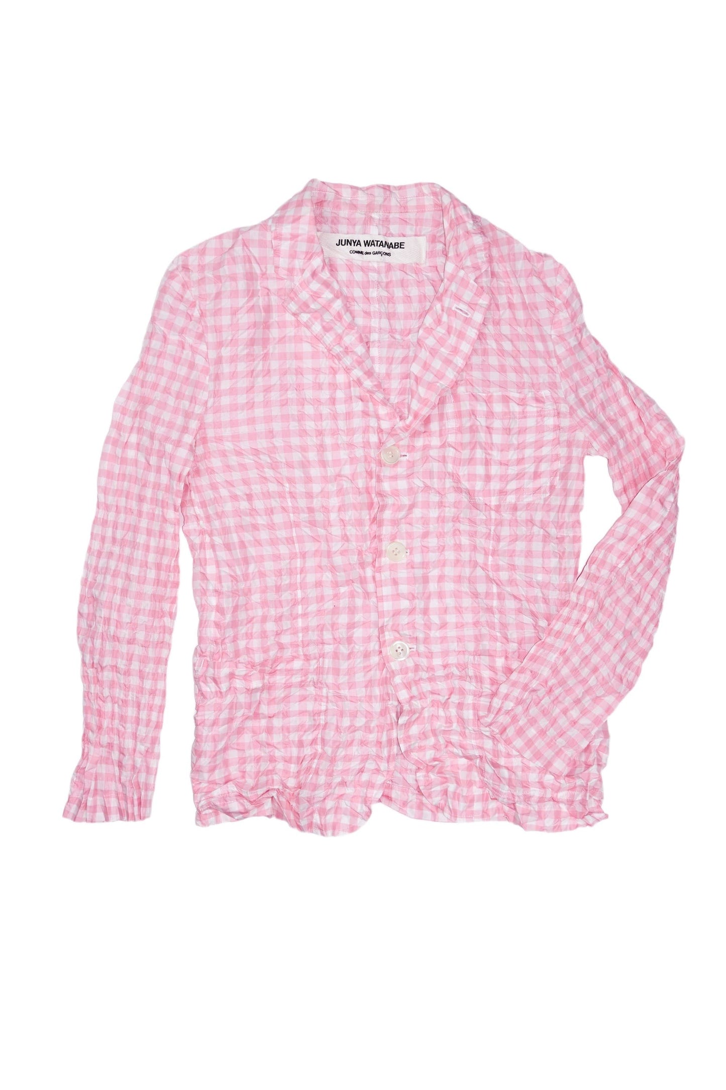 Junya Watanabe 2008 crinkled gingham lightweight blazer